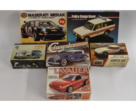 Model Kits -  Airfix 1/24 scale, Maserati Merak SS, 07401-0, working lights;  others 642 Toyota 2000 GT;  1/25th Chevrolet Ca