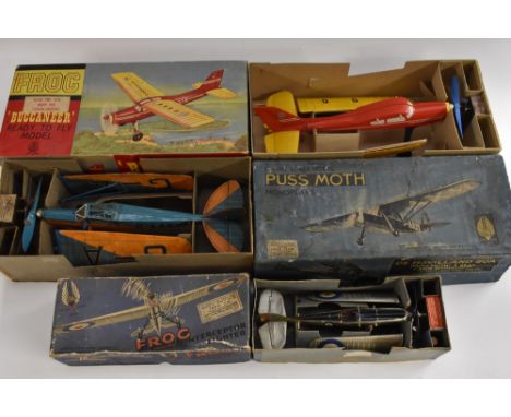 Frog  - a Flying Scale Model Aeroplane Mark IV Interceptor Fighter: tinplate aircraft in silver and black livery with paper w