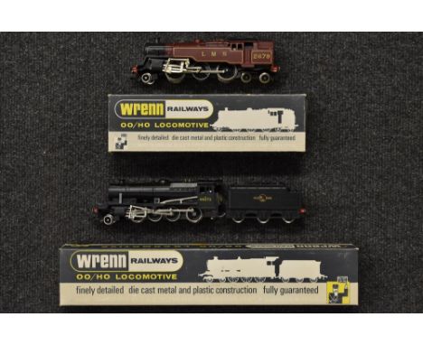 Wrenn - a W224 2-8-0 Freight Locomotive and Tender, BR black livery, Rn 48073;  another W2219, 2-6-4 tank locomotive, LMS mar
