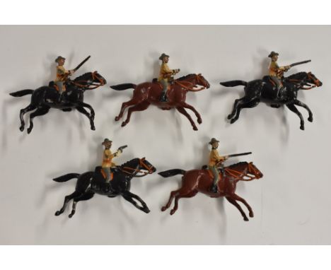Britains  - First Version South African Mounted Infantry set No.38. 5 mounted figures with Dr. Jameson holding revolver, plus