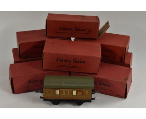 Hornby LMS, O Gauge, pre-war, rolling stock - No1 Special Tender, Castrol, TE504;  Hopper Wagon, RS665;  Break Van, RS 655;  