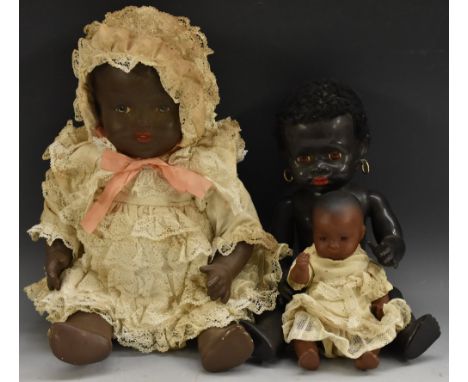 Armand Marseille  - a 341 /4/0.K black baby doll, sleeping eyes, closed mouth, painted hair, composite body and limbs, white 