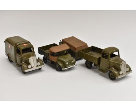 Britains Army Models  including Beetle Lorry with Canvas Roof, driver and black wheels No.1877 ; an Army Ambulance no.1512, r