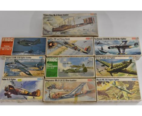 Frog Model Kits - 1:72 scale, F156 Fokker D.21;  others;  F158 Macchi.202 Folgore;  F163 Vickers Vimy Mk IV;  F190 Bristol Bl