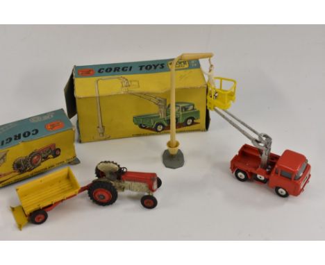 Corgi Toys - a Gift Set No. 14, Hydraulic Tower Wagon with lamp standard, red body, silver riser tower, yellow plastic cradle