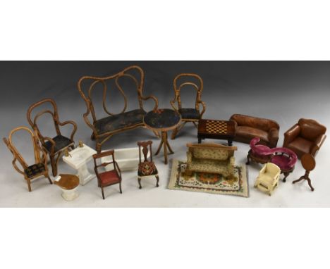 Dolls House Accessories - assorted furniture inc four pieces bent wood suite, sofa, two chairs and table;  another similar sm