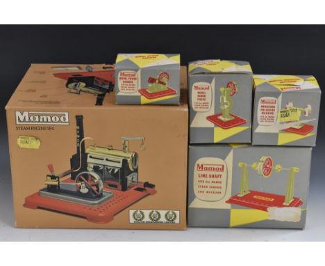 Mamod - an SP 4 stationary steam engine;  others Line Shaft, Miniature Polisher, Power Press, Power Hammer, all boxed (5)