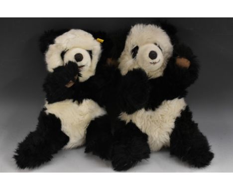 Steiff Stuffed Toys - a pair of Molly Panda Bears, one yellow tag, No 0326/32;  the other button only (2)