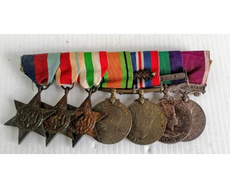 A group of seven medals awarded to No. 7587625 W. O. CL. 1 E. FORDRED. R. A. O. C.:- 1939/45 star, Africa star, Italy star, D