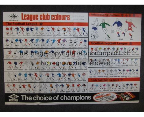 CLUB COLOURS 1960s   Large Umbro advertising poster from the 1960s showing a player dressed in the colours of each Football L