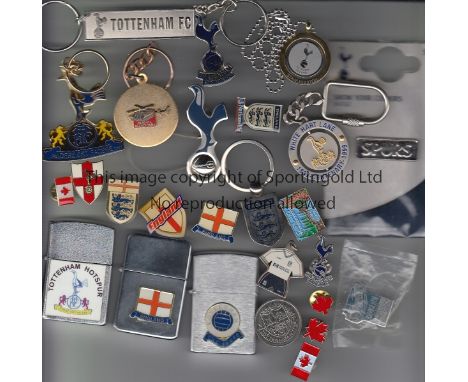 FOOTBALL KEYRING /PIN / BADGE  MISCELLANY   A collection of 31 pins, badges, lighters and keyrings largely England and Totten