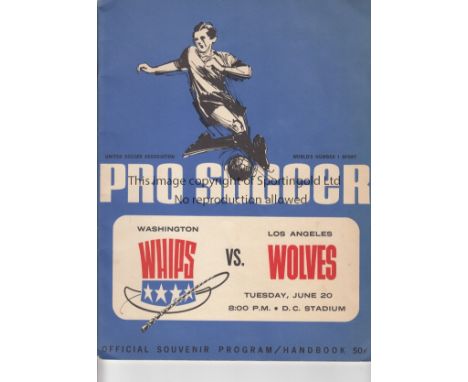 ABERDEEN - WOLVES  67  Match programme  Washington Whips (Aberdeen) v Los Angeles Wolves (Wolverhampton Wanderers), 20/6/67 a