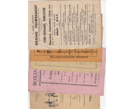WARTIME BOXING   Four programmes and one flyer for boxing events during World War 2., The four programmes cover boxing at Can