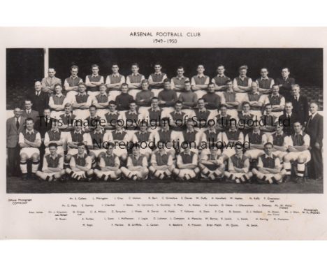 ARSENAL 49-50    Postcard sized Arsenal team group 1949-50 with players named beneath , left in an envelope with "Margaret" t