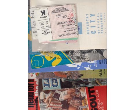 MANCHESTER UNITED   Small collection of Manchester United away programmes all with tickets. At Leicester 25/3/78, 30/11/76, 2
