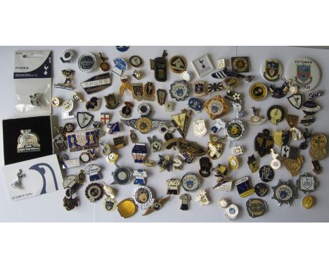 TOTTENHAM BADGES   A collection of 120 + Tottenham badges from the 1960's to 2000's. Generally good    