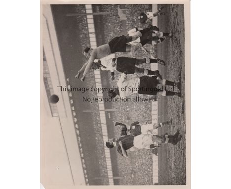 ENGLAND AT SPURS   Two press photographs showing England playing at White Hart Lane, both match action, v Germany 4/12/1935 a
