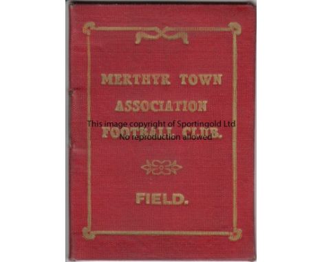 MERTHYR TOWN 1909-10   Red cloth and gilt inscribed season ticket / fixture list for Merthyr Town , 1910-11. the ticket admit