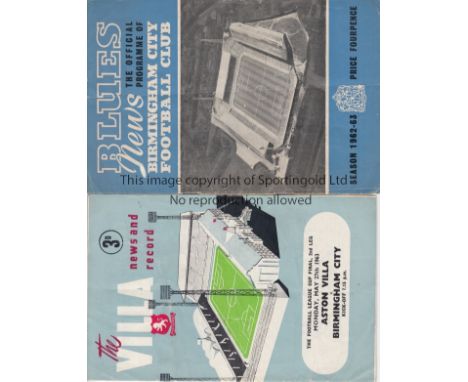 LEAGUE CUP FINAL   Programmes Aston Villa v Birmingham City League Cup Finals both 1st and 2nd Legs May 23rd and May 27th 196