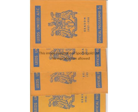 LEEDS 1950s   Ten Leeds United home programmes, 3 x 57/8 and 7 x 58/9.  57/8 programmes v Arsenal (postponed 8/2/58), Wolves 