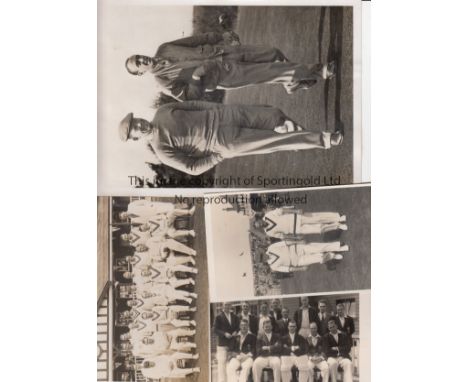 CRICKET - FREDDIE BROWN  Five photographs / postcards from the Freddie Brown collection including one showing Brown playing g