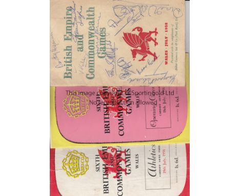 COMMONWEALTH GAMES 1958    Three items from the 1958 British Empire and Commonwealth Games held in Cardiff July 1958. Include