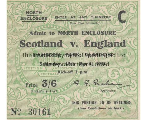 SCOTLAND/ENGLAND   Ticket Scotland v England at Hampden Park  17th April 1937. Good      