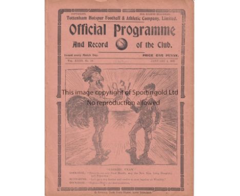 TOTTENHAM - WOLVES 1931  Tottenham home programme v Wolves, 3/1/1931, ex bound volume.    Generally good