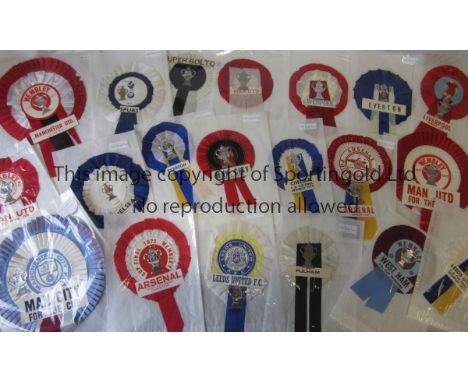 ROSETTES   Twenty excellent condition football rosettes , worn at the game and then lovingly preserved by a gentleman who att