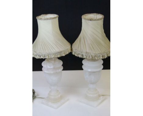 Pair of Vintage Alabaster Table Lamps with Table Lamps