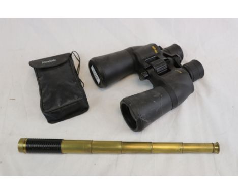 Two pairs of Binoculars to include Nikon &amp; Kodak plus a vintage 5 draw Telescope