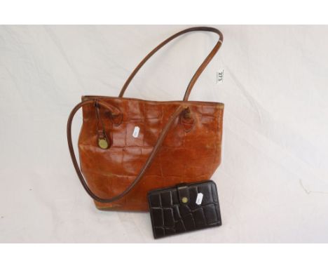 Vintage Mulberry Leather Handbag and a Diary both with Crocodile effect finish