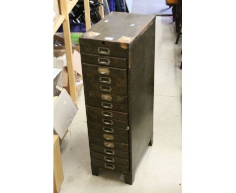 Vintage Fifteen Drawer Metal Filing Cabinet