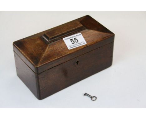 Georgian Mahogany Single Compartment Tea Caddy of Small Proportions, with key, 17cms long 