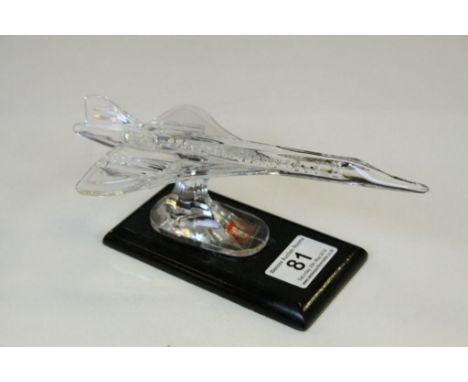 Solitaire Lead Crystal Glass Model of Concorde on Stand