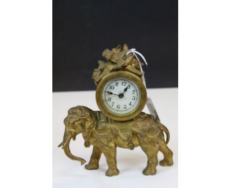 Vintage Gilt Elephant holding a Clock