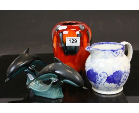 Poole Pottery to include Vase, Jug and 2 x Dolphin models 