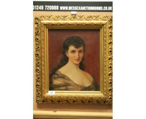 Gilt framed Portrait of a young Lady on canvas &amp; signed F E Klein, frame measures approx 51 x 45cm