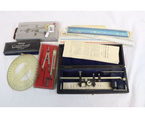 Collection of vintage Technical Drawing items to include a boxed Planimeter