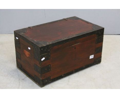 Wooden and Iron Bound Travelling Box with L.N.E R. Luggage Labels