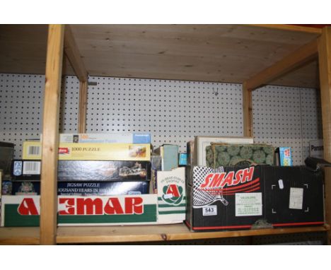 Three Boxes of Jigsaws including Vintage Wooden, Victory, etc