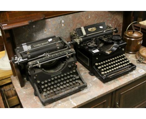 Two Vintage Typewriters - USA Underwood and a Royal