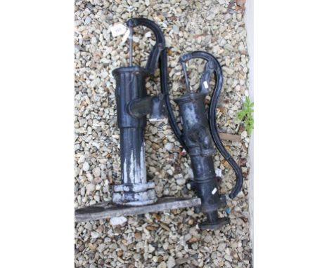 Pair of Vintage Cast Iron Well Pumps, 67cms and 65cms high