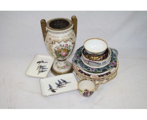 Collection of Ceramics including Early 20th century Copeland Spode Cabinet Bowl, 19th century Ceramic Urn with Handpainted Fl