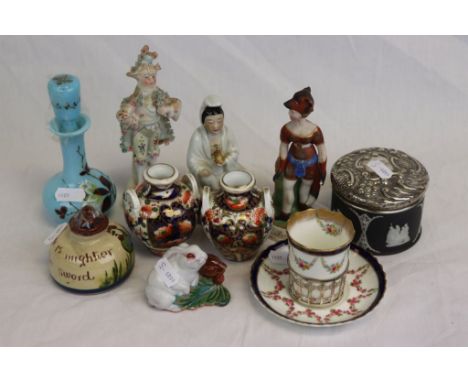 Small group of mixed collectables to include; pair Royal Crown Derby Imari Vases, Aynsley cup &amp; saucer with Hallmarked Si