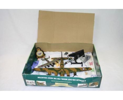 Boxed Corgi The Aviation Archive 1:75 AA33304 diecast model plus two other plane models (box tatty), plus 617 RAF cloth badge