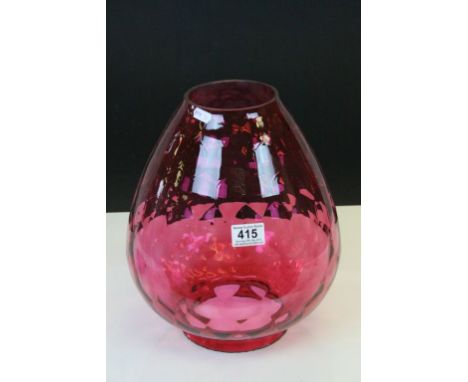 Vintage Cranberry Glass Oil Lamp Shade