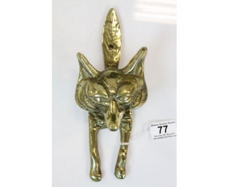 Brass Door Knocker in the form of a Fox, 25cms high