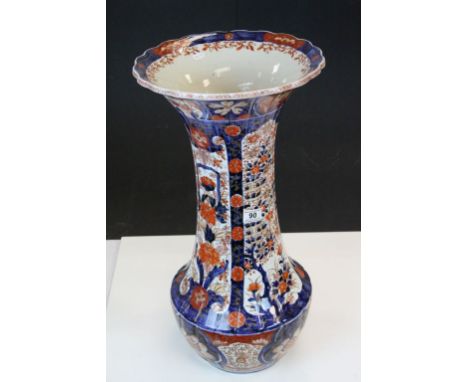 Large vintage Japanese ceramic Imari vase with flared rim &amp; all over Floral decoration, stands approx 64cm