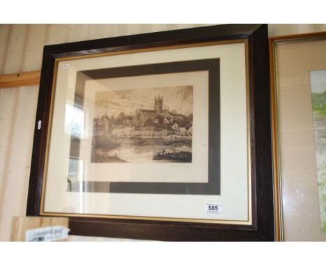 William Walter Burgess RE (1856 - 1908) Etching of Worcester, signed in pencil to margin, 27cms x 20cms, framed and glazed